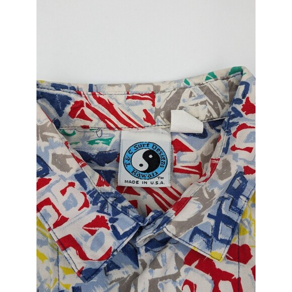 Vintage T&C Surf Designs Shirt Men's Large 90s Button Up Surfing Made in USA - Picture 3 of 9